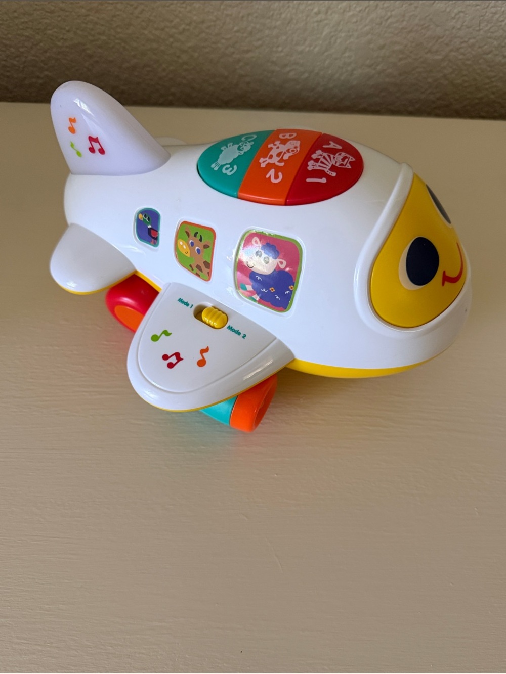 Baby Airplane Crawling Toy- Music, lights, moves across floor, buttons, learning